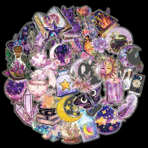 30Pcs Dreamy Stickers Magic World Series Stickers Transparent Gold Foil Sticker for Scrapbook Journals Stationery Notebook