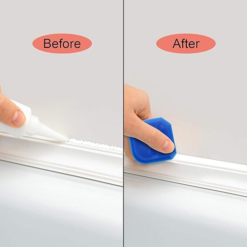 Miniatura 4 de Outus Juego de herramientas de calafateo de 2 piezas, herramienta de lechada de sellador de silicona para cocina, baño, sellado de piso (azul)