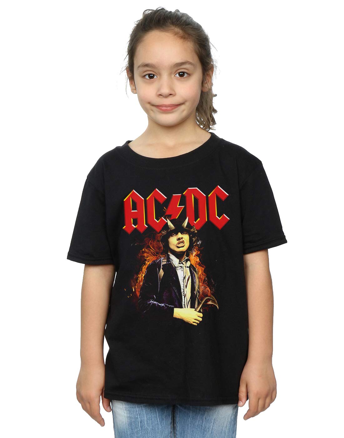 AC/DC Girls Angus Highway to Hell T-Shirt Black 9-11 Years