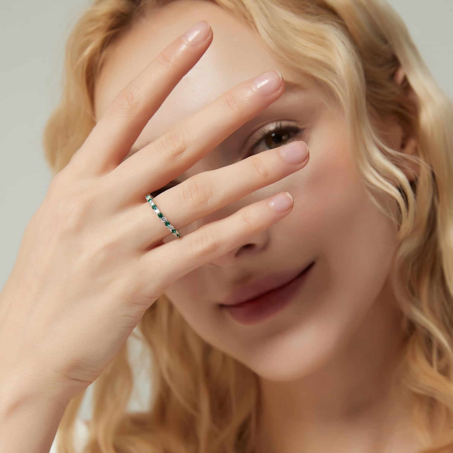 SHINYSO 925 Sterling Silver Rings for Women Thin Stacking Birthstone Ring Full Cubic Zirconia Eternity Engagement Wedding Band Size 4-10 - Image 5