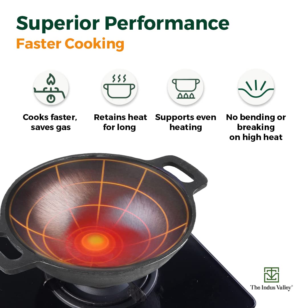 Buy The Indus Valley PreSeasoned Super Smooth Cast Iron Kadai/Kadhai