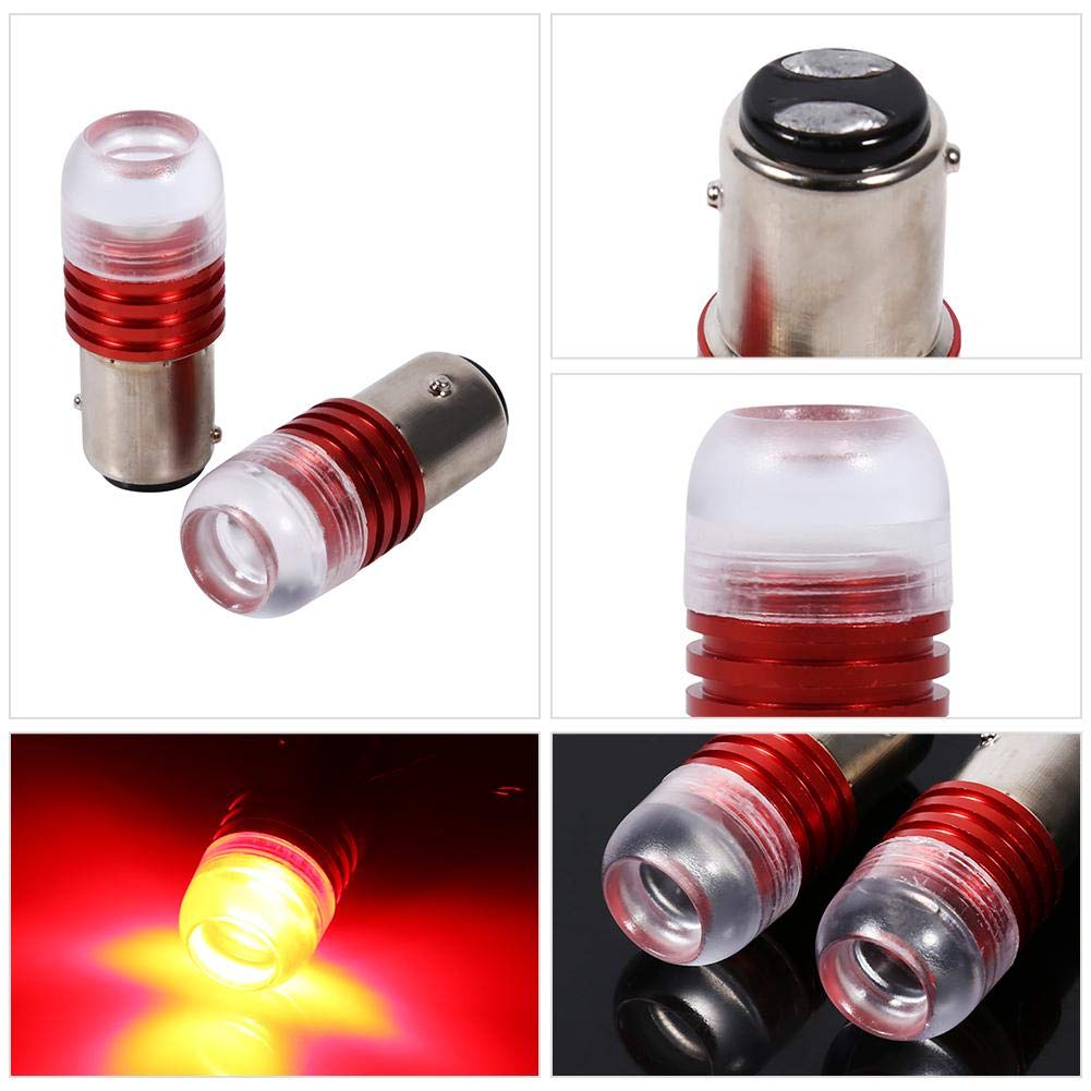 Keenso 2 piezas de luces de freno de coche universales para luces de freno, luces de freno, luz intermitente, 1157 2357 luz estroboscópica intermitente LED proyector bombillas de color rojo brillante