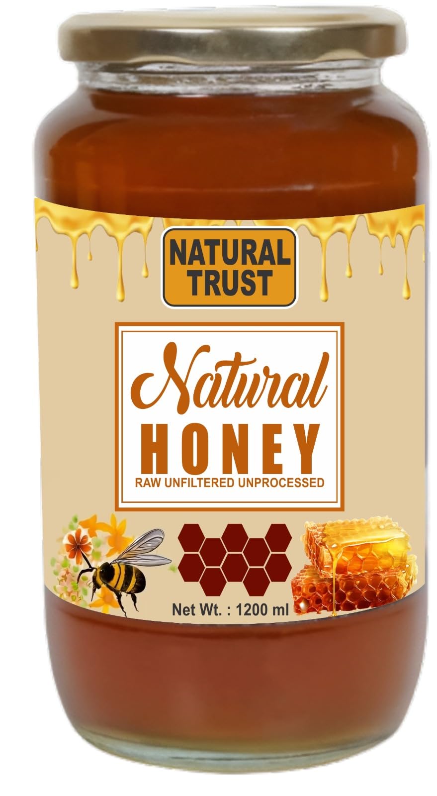 Natural Trust Raw Natural Honey 1200g Wild Unprocessed Honey Pure Organic Raw Honey 100% Natural no preservatives No Artificial Color no Added Sugar 1.2kg (1200g) (B0CR7XGC24) Amazon Price History, Amazon Price Tracker