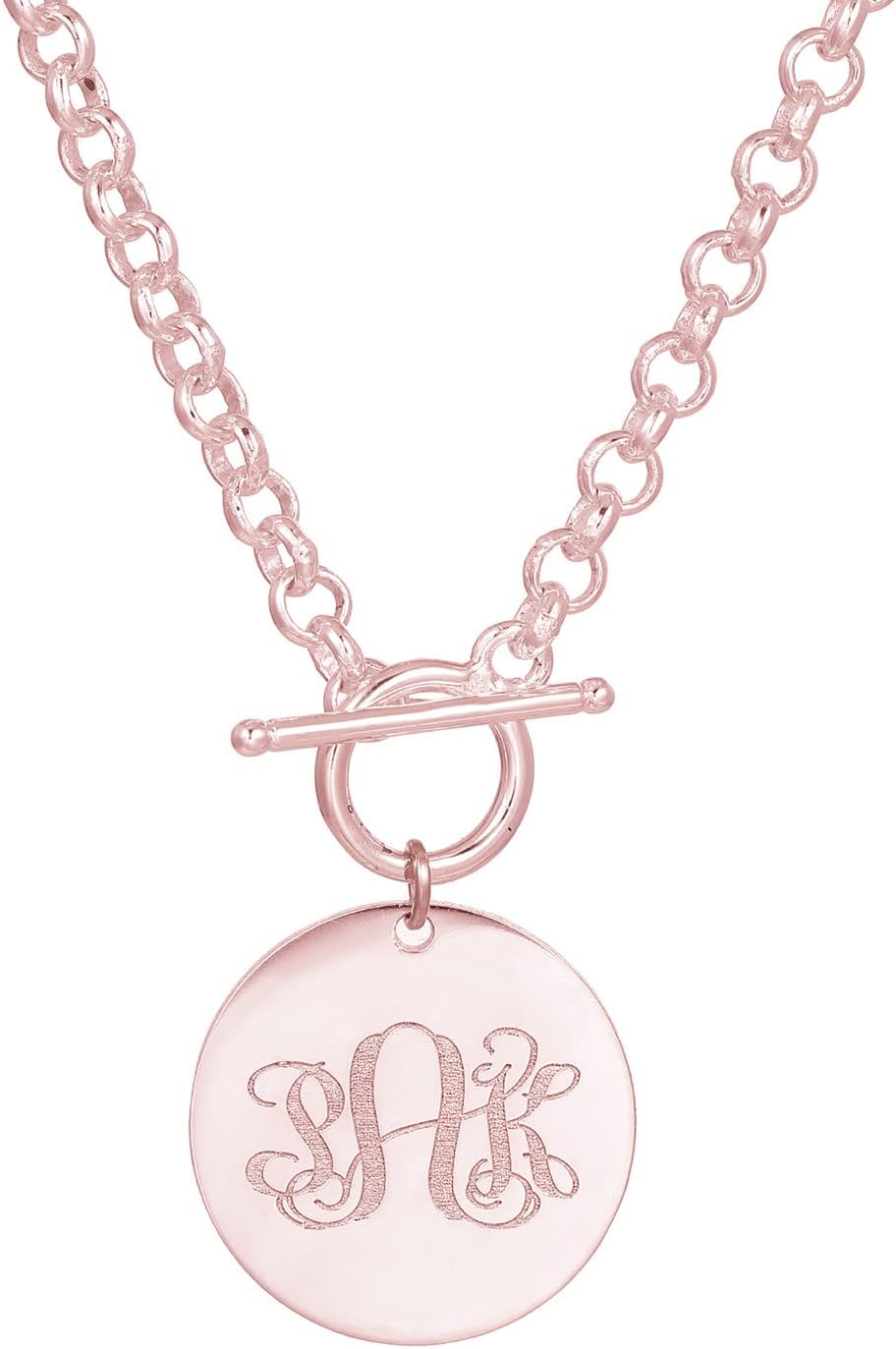 925 Sterling Silver Personalized Monogram Letter Disc Necklace Dainty Toggle Clasp Choker Custom Initial Necklace for Women