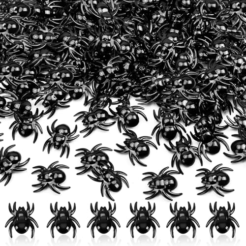 BOARDFEB 240Pcs Mini Black Spider Acrylic Ornaments Halloween Vase Filler Table Scatters for Scrapbooking Decorations Embellishment DIY Craft Party Favors Craft Supplies