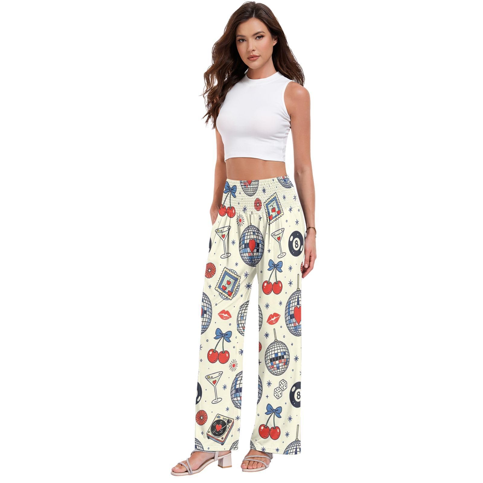 Pantalones de salón retro para mujer, resistentes a las arrugas, pantalones casuales de viaje