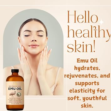 Pomberries Emu Oil, 100% Pure Australian Emu Oil for Skin, 4 fl oz