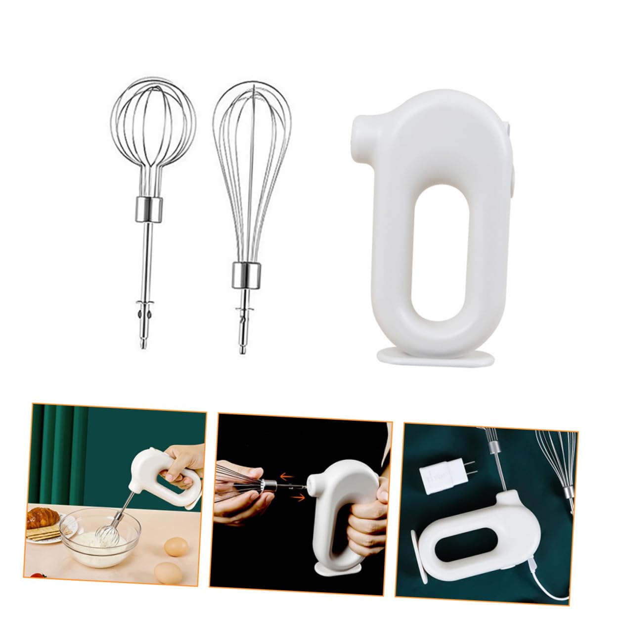 Sbattitore Elettrico Portatile Ricaricabile Bianco da Cucina