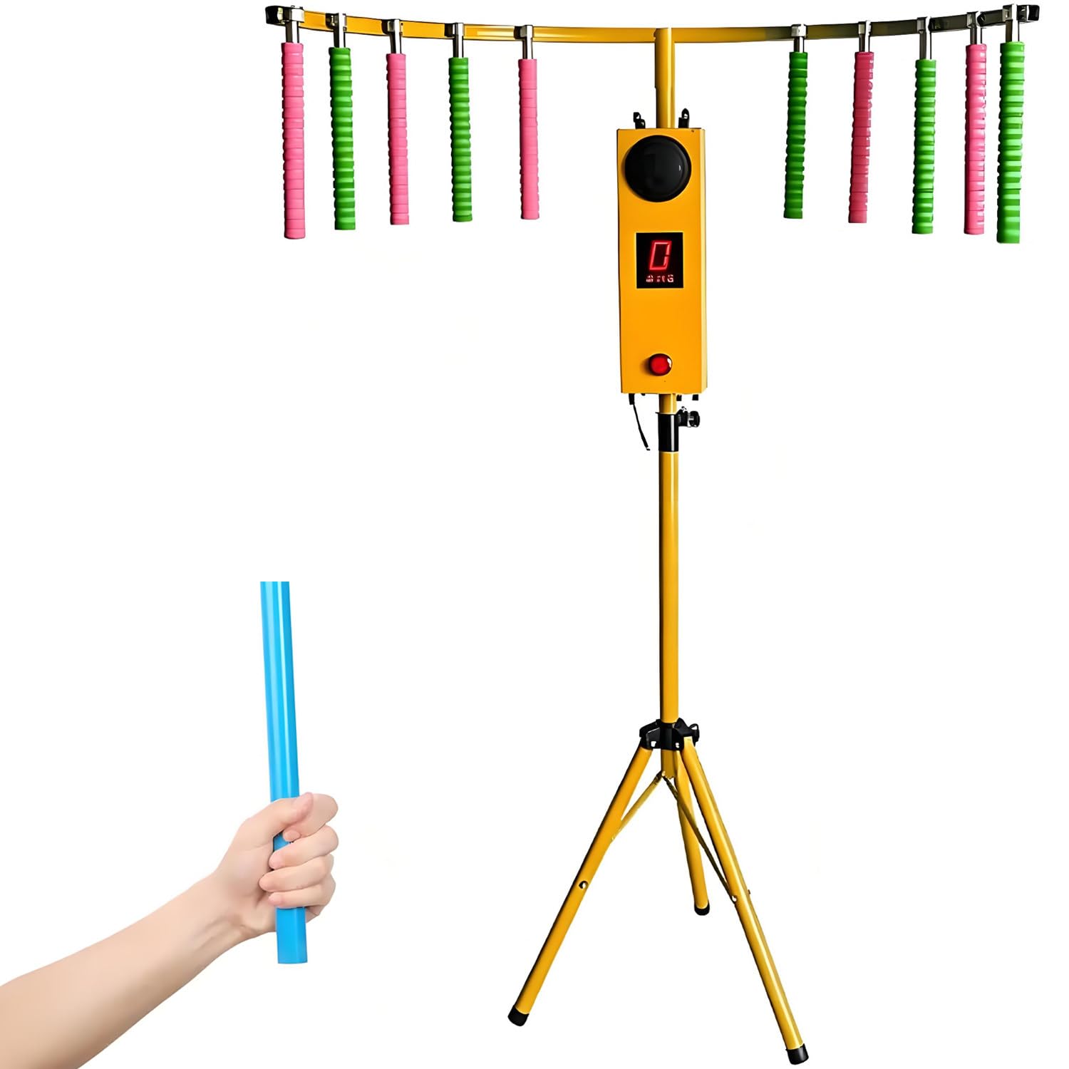 QuinteZhenTially Hand Eye Coordination Training Catching Stick Game Reflex Sticks,Adjustable Speed Hand-Eye Coordination Trainer Arcade Machine,Reflex Stick Challenge Game Yellow