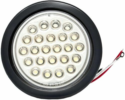 Miniatura 16 de ] Kit de luces redondas de 4 pulgadas para remolque de marcha atrás/de respaldo/cola de 24 LED, color blanco, con enchufe y arandela de 3 cables