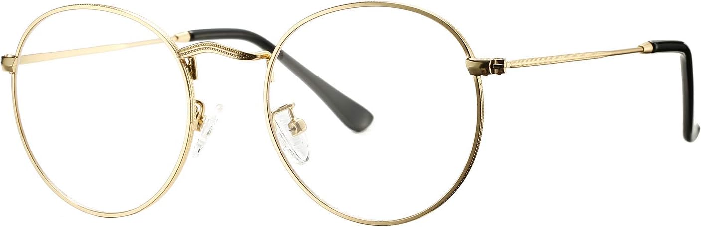 Classic Round Metal Clear Lens Glasses Frame Unisex Circle Eyeglasses