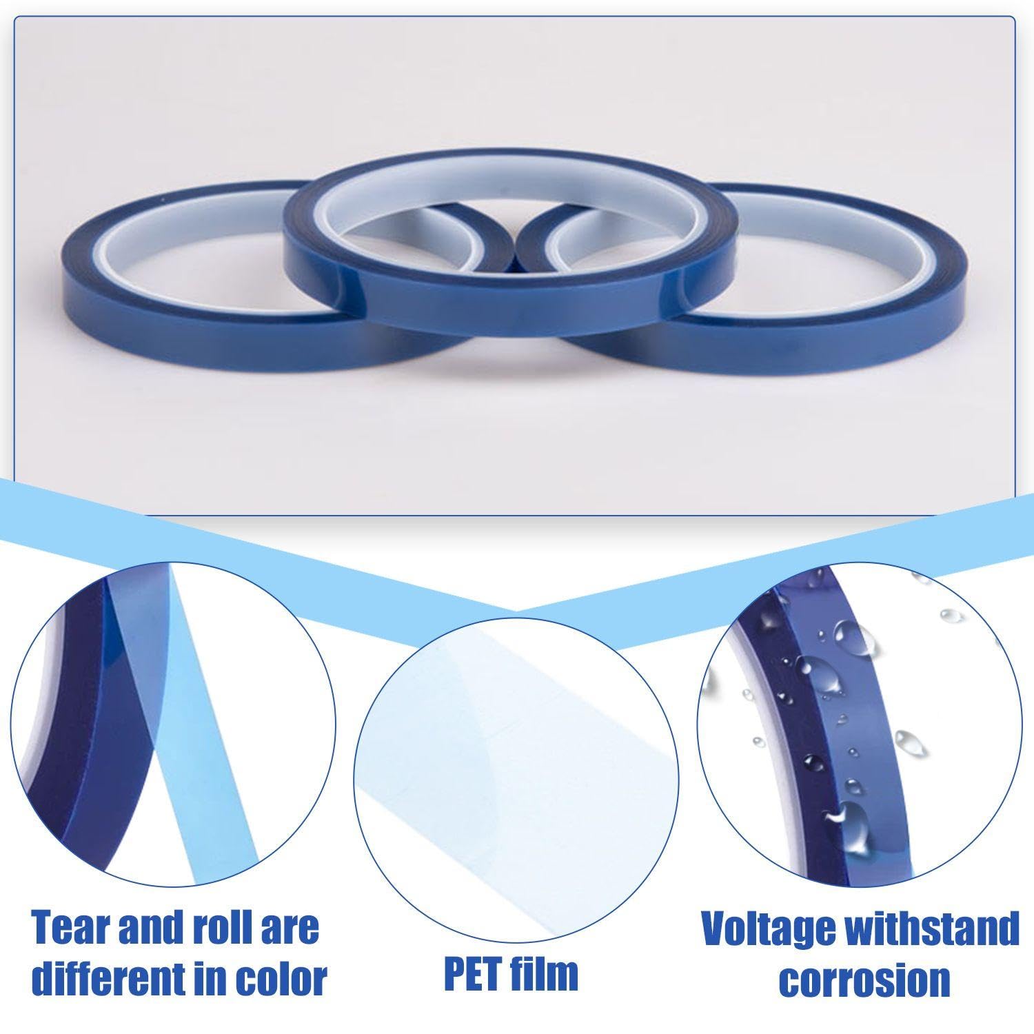 7 Rollos De Cinta Azul, Silicona Resistente A Altas Temperaturas, Cinta Térmica De Impresión 3D, Procesamiento Electrónico De Productos, Adecuada Para Ciencia Industrial Y Empaque De Productos.