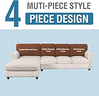 Vista 554 de H.VERSAILTEX 2025 New Sectional Couch Covers 8 Pieces Stretch Sofa Covers for Sectional Sofa Set Separate L Shaped Couch Cover for Both Left/Right