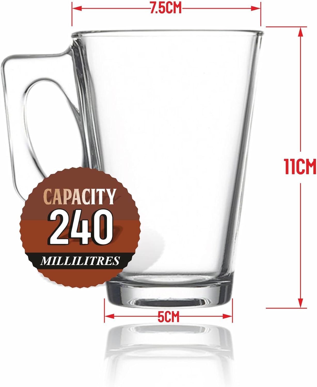 GOLDY Cafe Latte Glasses 240ml Capacity Coffee Cup with Handles for Serious Lovers Stylish Clear Tall Mugs Ideal Milk Juice Ice Cream Espresso Cappuccino Hot Chocolate Or Drinks (Set of 2) 4 61JfB 8445L. AC SL1500