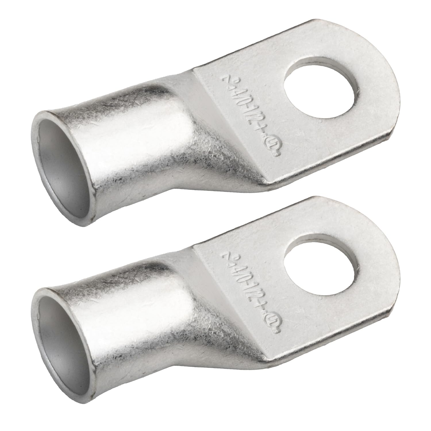 SELTERM 4/0 AWG XL (120 mm²) - 1/2" (M12) ⌀ Hole UL Marine Grade Wire Lugs, Battery Cable Ends, Tinned Copper Eyelets, Tubular Ring Terminal Connectors [B102] - 2 Pack — image 1
