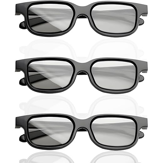 3 Pcs 3D Glasses for 3D Movies, Portable 3D Viewing Glasses for Home Theater, 3D Gaming and Educational Content