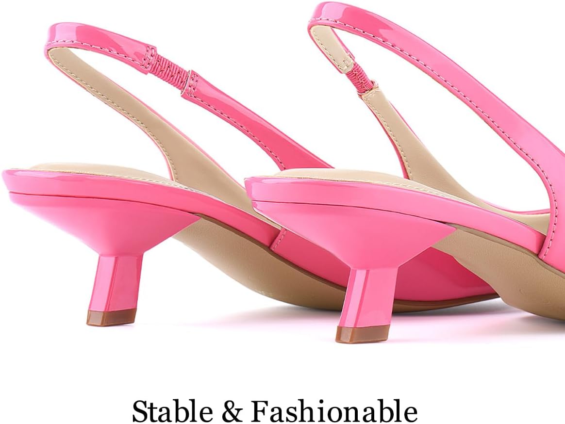 JENN ARDOR Slingback Heels for Women Low Heels Dress Shoes Kitten Pumps Dressy Heeled Sandals Wide Width Fashion Casual Shoes - Image 6