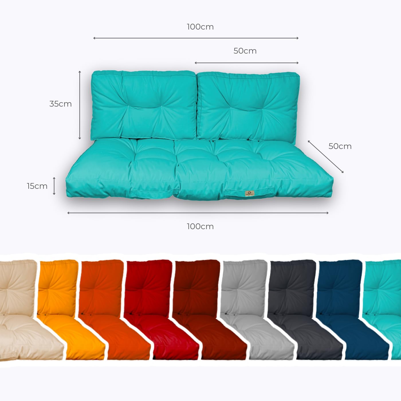 Cuscini per Salotto da Giardino 100x50 cm Impermeabile Trapuntato Blu Caraibico