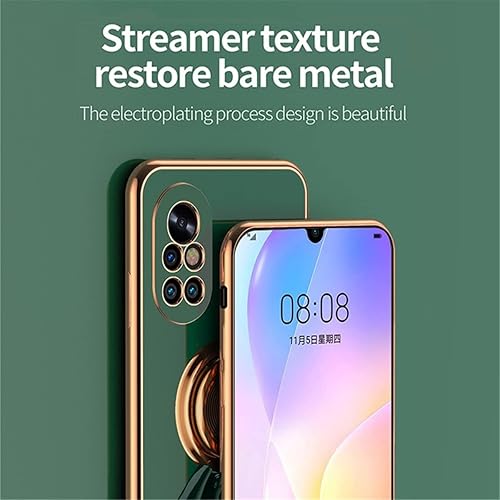 Miniatura 7 de Funda brillante compatible con Huawei Nova 8, anillo magnético de silicona, soporte integrado, funda protectora de cuerpo completo a prueba de