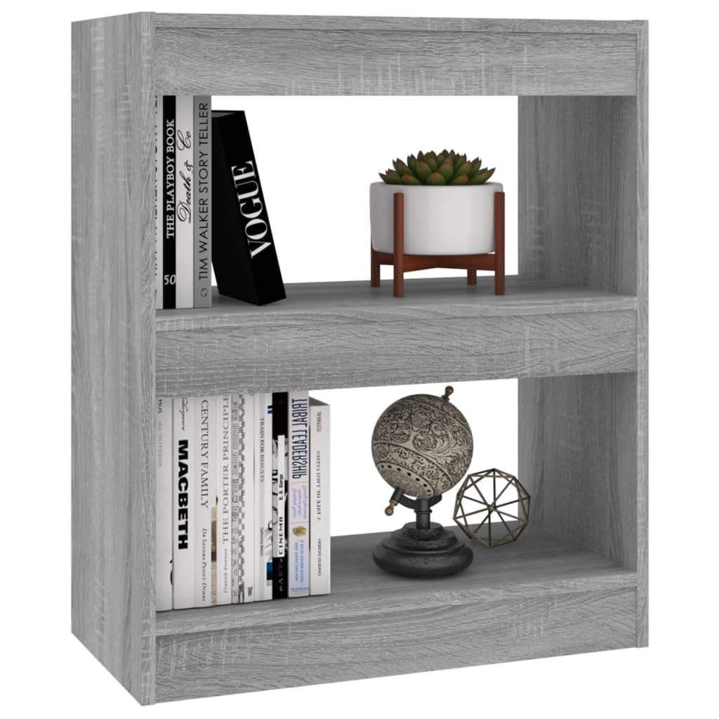 Bücherregal Grau Sonoma 60x30x72 cm, Raumteiler mit Stauraum für Bücher, Zeitschriften und DVDs, Robustes und stabiles Regal für Flur und Wohnraum, pflegeleicht mit feuchtem Tuch