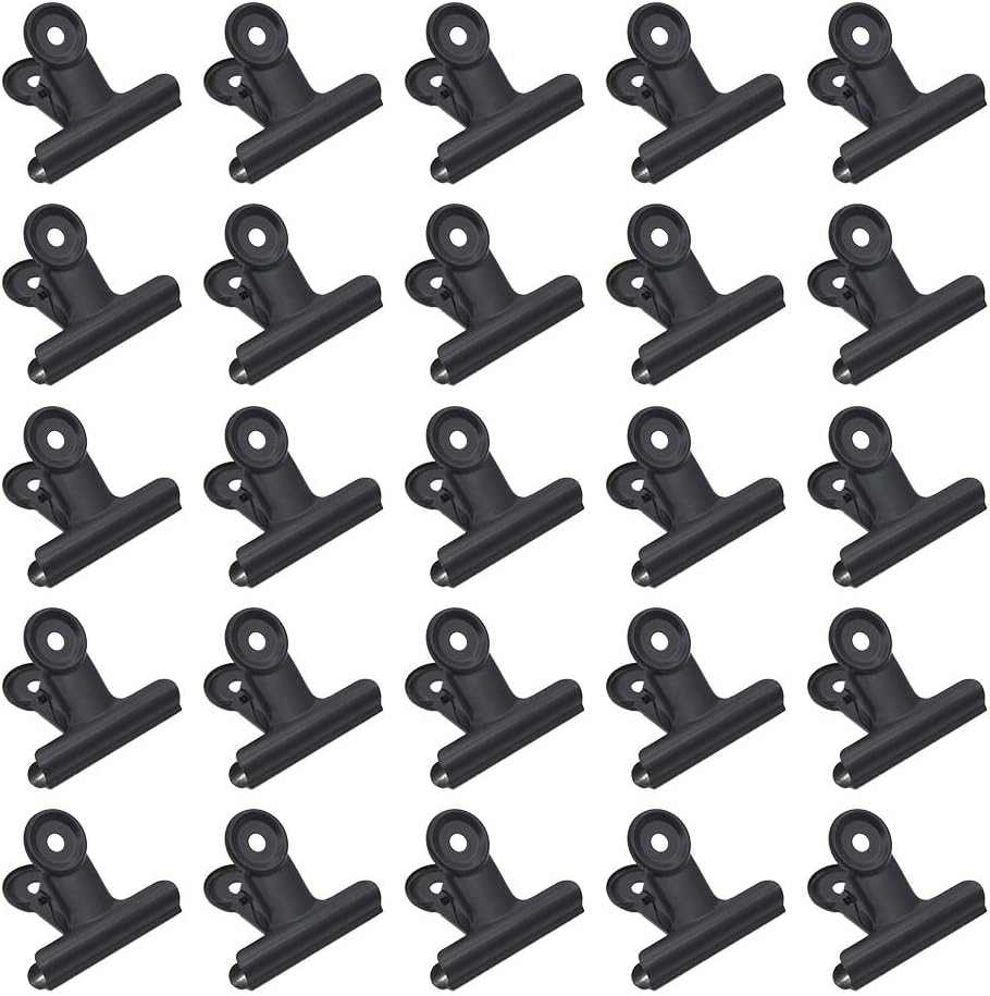 Black Metal Bulldog Binder Clips 2 inch Paper Clips Hinge Clamp File Binder Clips for Photo, File Storage, Home Office Supplies, Pack of 25