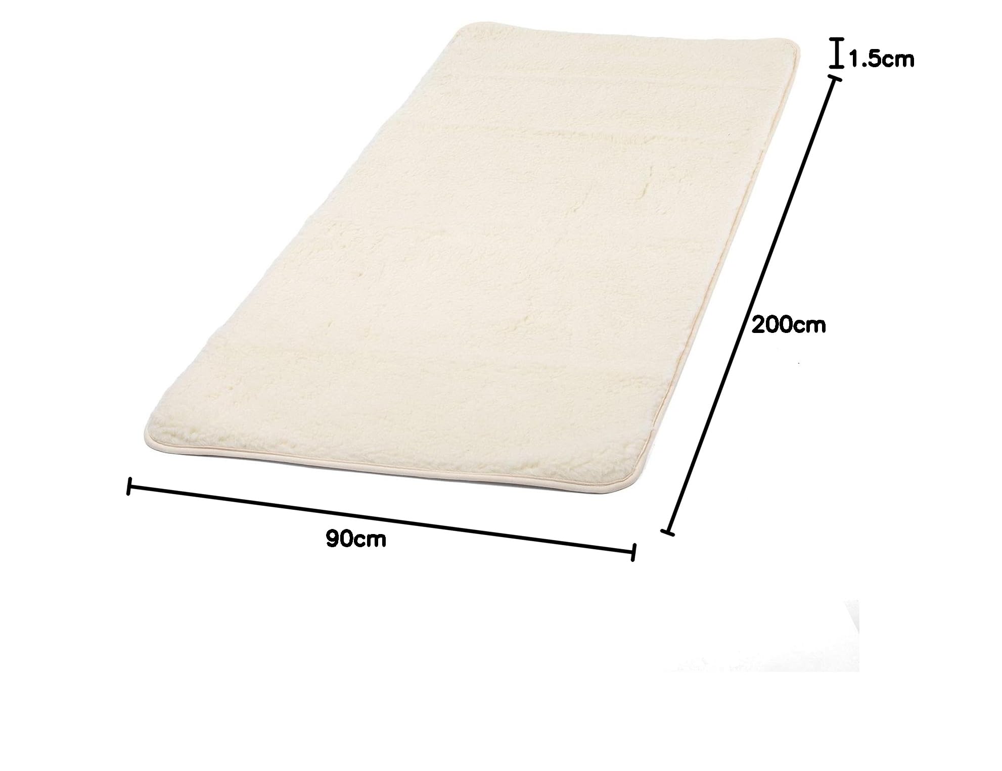 Tapis de yoga Premium (avec bordure de coton) en laine vierge pure (1200 g/m²) | 100% laine vierge de mouton à poils longs (issue de moutons vivants) | Doux & Isolant | VISHNU 90P | 200 x 90 cm