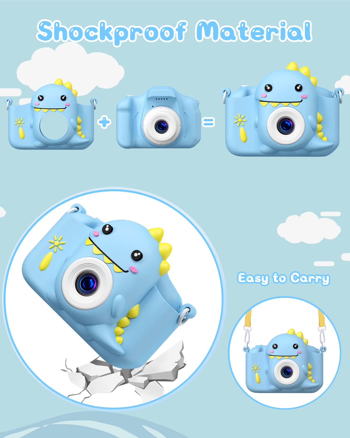 Gofunly Macchina Fotografica Bambini, 2.0 Pollici Schermo HD da 1080P Selfie Fotocamera Digitale per Bambina Videocamera Regalo per Ragazze & Ragazzi 3-12 Anni, Scheda 32GB Inclusa, Regali Giocattolo