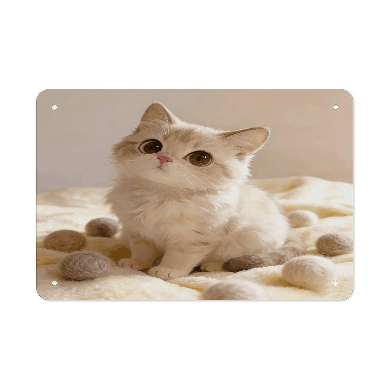 Khauerbc Style Cute Cat Tin Sign Iron Sheet Painting Unframed 11.8X7.9 Inch Metal Poster Wall Decor Iron Painting Wall Prints For Living Room Bedroom Office Home Decor