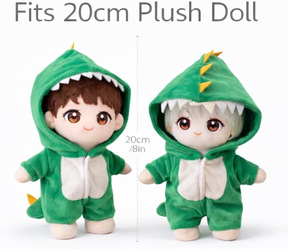 20cm / 8in / 7.8in Plush Doll Clothes. Make Your Doll Look Stylish and Cute. Clothes Only. Plush Doll is Not Included (Dinosaur Outfit)