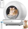Self Cleaning Cat Litter Tray, 65L Extra Large Capacity Automatic Cat Litter Tray with APP Control/Safety Protection/Lower Entry/Dual Odour Control Anti-pinch Smart Robot Litter Box for Multiple Cats