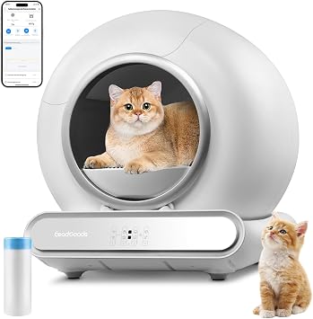 Self Cleaning Cat Litter Tray, 65L Extra Large Capacity Automatic Cat Litter Tray with APP Control/Safety Protection/Lower Entry/Dual Odour Control Anti-pinch Smart Robot Litter Box for Multiple Cats