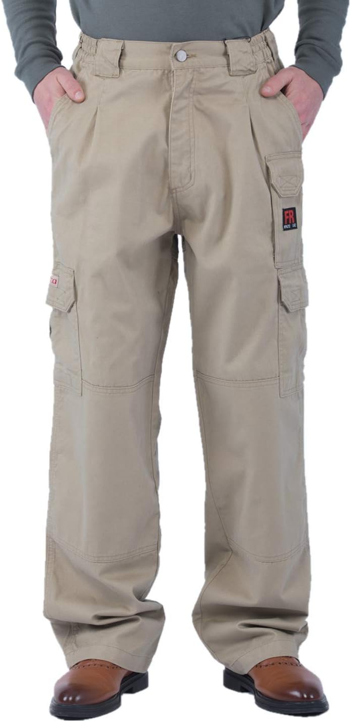 Titicaca Men's FR Cargo Pants Flame Resistant Pants Lightweight 7.5oz 100% Cotton Fire Retardant Elastic Waist Pants