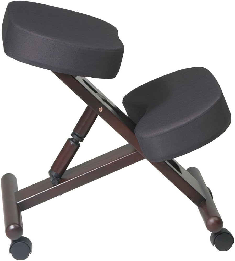Office Star KC Series Ergonomically Designed Adjustable Knee Chair with Memory Foam Padding and Casters, Espresso Finish Wood Base