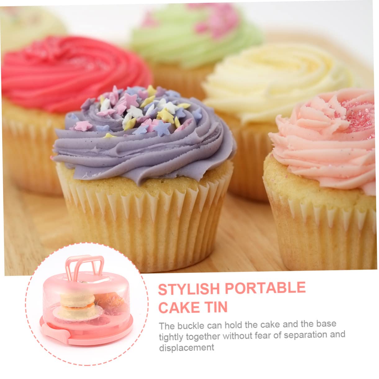 PRETYZOOM 1Pc Portable Cake Box with Lid Pink Food Storage Case Cake Carrier for Safe Keeping for Bakeries Tea Rooms and Home Use