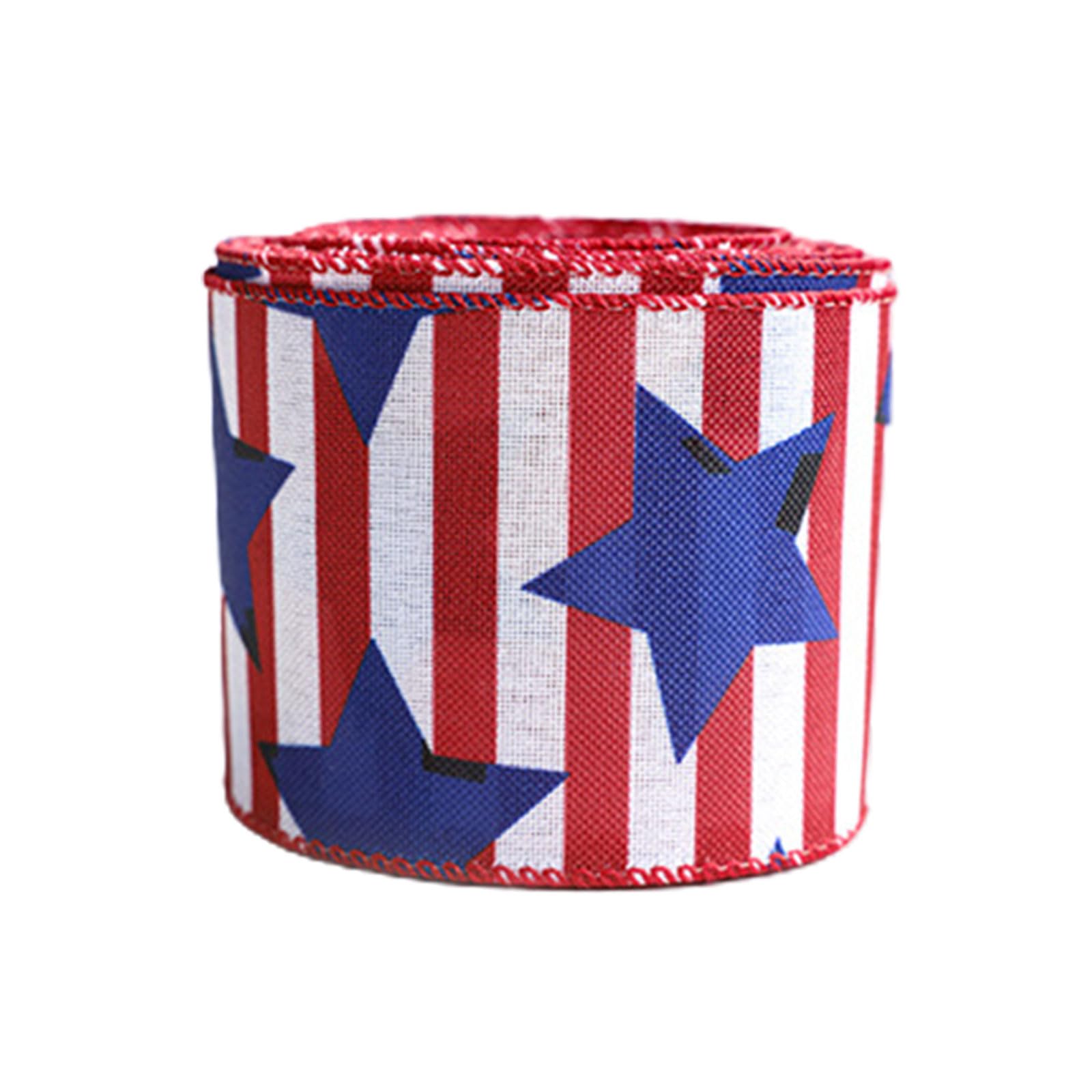 Buxuaaaa Independence Day Ribbon Patriotics Star Stripe Ribbon Car Printeds for Memorial Day Wreath Making Craft Decors Patriotics