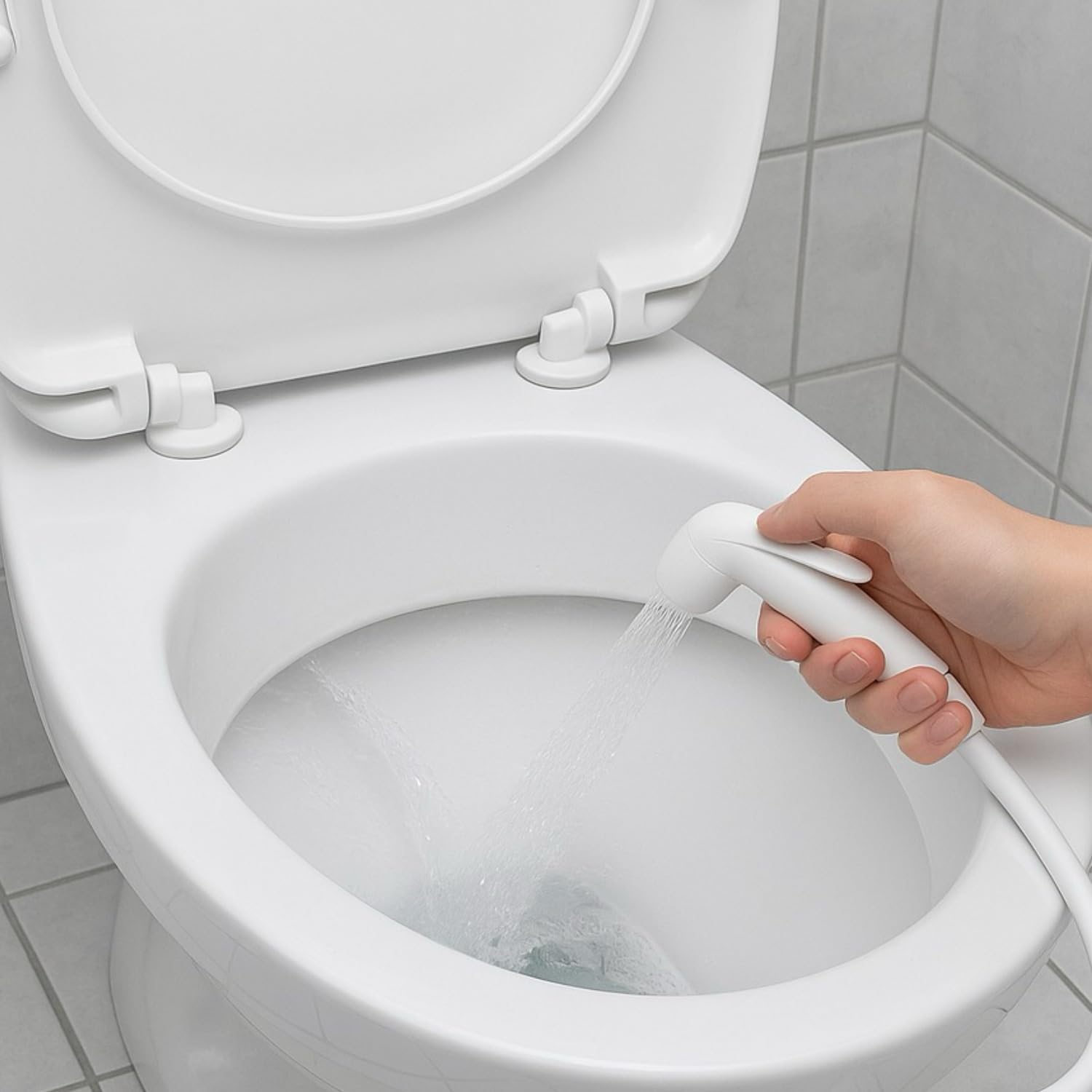 HOMEMATES White ABS Handheld Bidet Spray Set for Toilet, High-Pressure Jet Sprayer with 1.2m Hose, Leakproof Nozzle, Wall Hook & Screws for Bathroom Hygiene 3