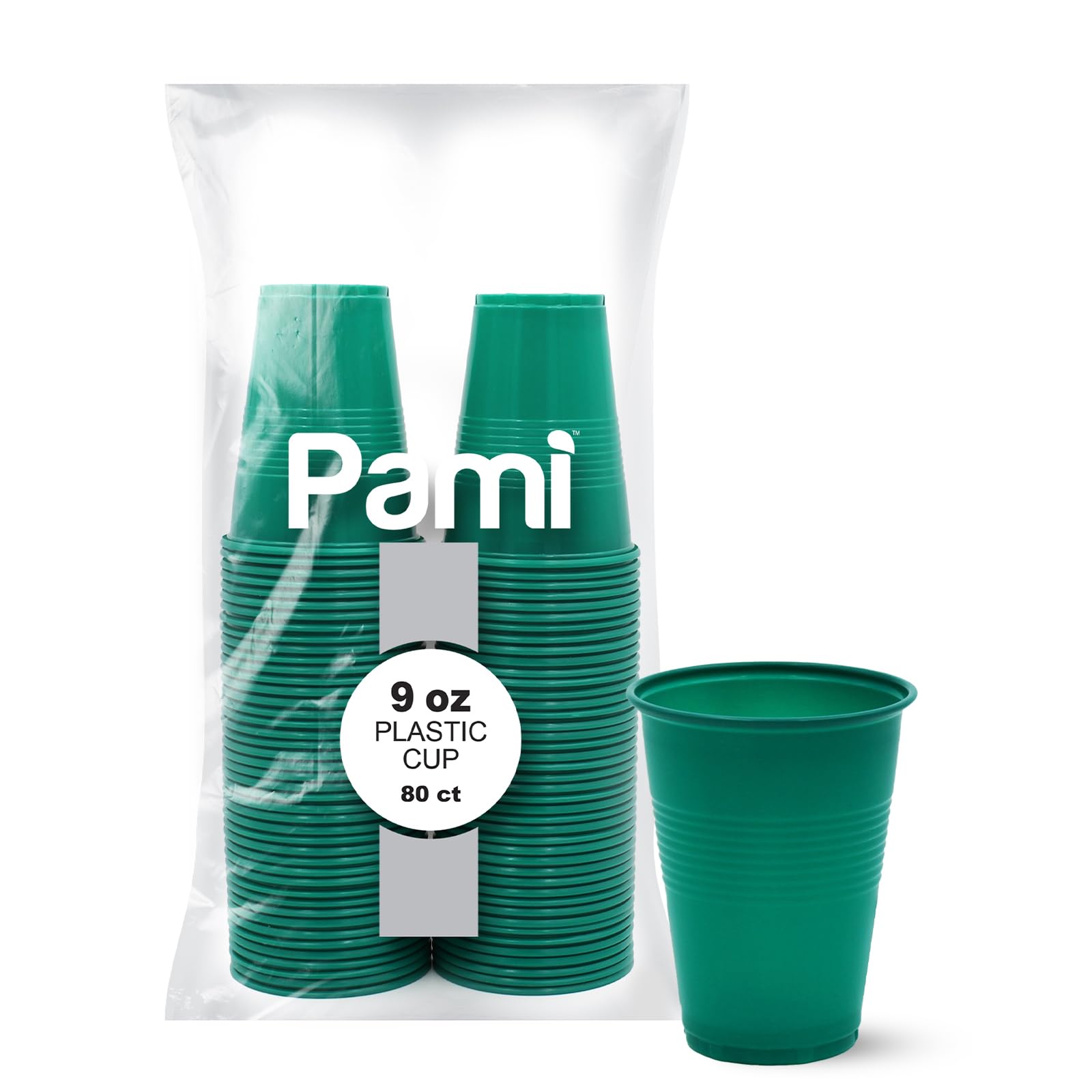 PAMI Colorful 9oz Plastic Party Cups [Pack of 80]- Disposable Drinking Glasses Bulk- BPA-Free Colored Cups For Water, Iced Tea, Jello, Cocktails, Beer
