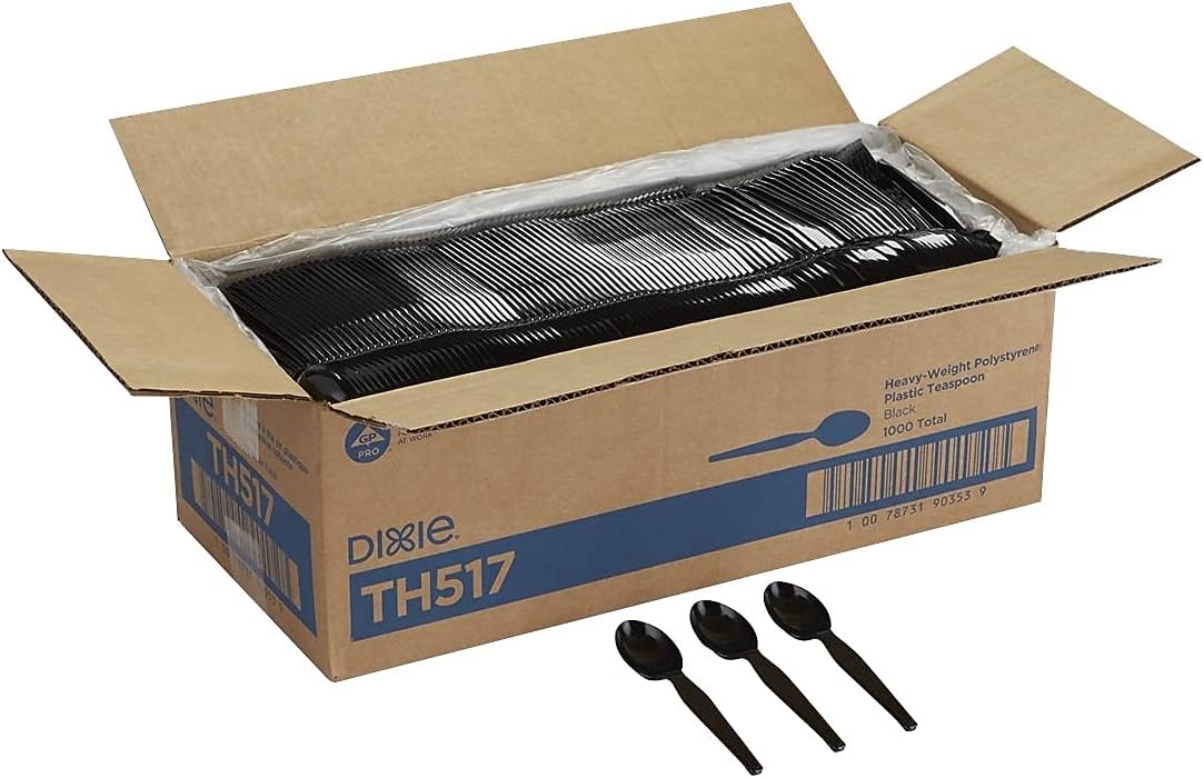 Dixie Products - Dixie - Plastic Tableware, Heavyweight Teaspoons, Black, 1000/Carton - Sold As 1 Carton - Strong, shatter-resistant and durable. - Supply guests with a sturdy, heavyweight utensil. - A great addition to culinary gatherings--large and small.