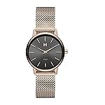 MVMT Avenue Qtz Basic Slim Gunmetal Round Dial Women’s Analog Watch|Ionic Plated Rose Gold Steel Material|Gold Color Band – 28000224-D