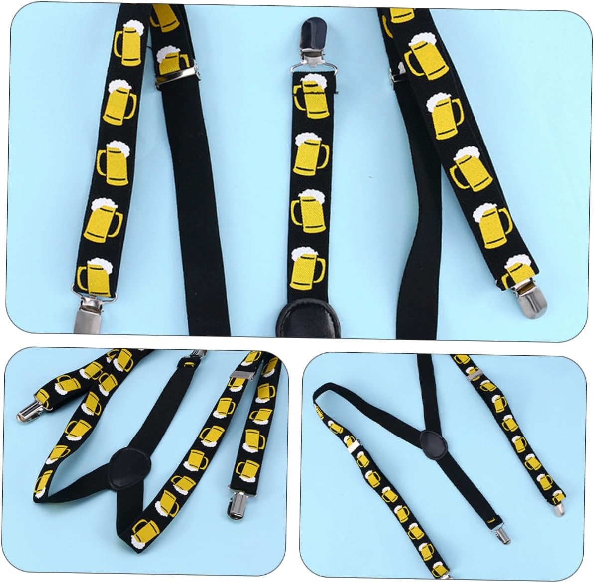 Didiseaon 2pcs Beer Print Suspenders for Parties Stylish Shoulder Straps for Dress up and Overalls Strap for Jeans and Casual Wear