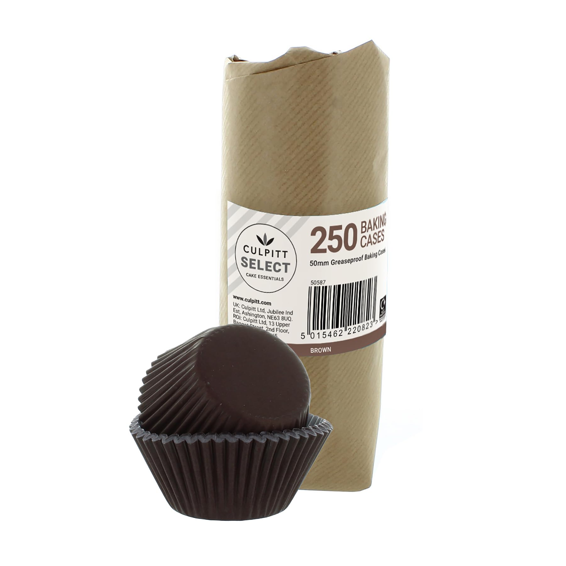 Culpitt Select Brown Baking Cases, Greaseproof Paper Baking Cups, 50mm Cupcake Cases - Extra Large Pack of 250