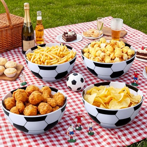Qinyoung 4 Pack Soccer Serving Bowls Set 6 Inch Snack Bowls for Soccer Game Day Party Reusable Resin Serving Tray Dishes for Chips Popcorn Candy and Sports Themed Birthday Party Decorations(Small) by Qinyoung - Used condition - Image 5