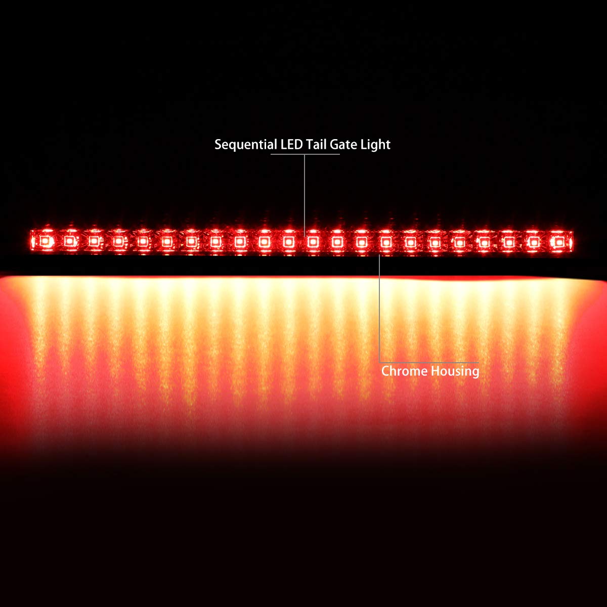 Auto Dynasty Sequential LED Tail Gate Center Mount Third 3rd Brake Light/Lamp Compatible with 03-06 Dodge Ram Truck (Clear)