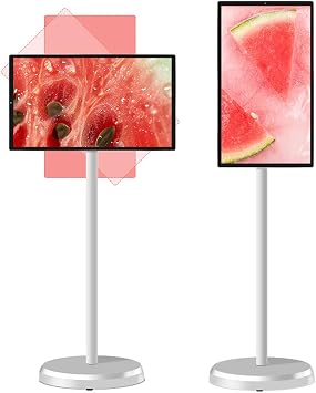 4K Smart Portable TV On Wheels, Touch Screen Monitor With 4K HD Display, Android 13 OS, Full Swivel Rotation, Dual Speakers & Wireless Connectivity For Home/Office/Travel 21.5in-4G64G