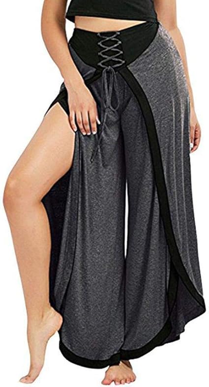 Damen Palazzo Hose - Weite Plissee Hose Mit Wickeldesign & Satin-Gürtel
