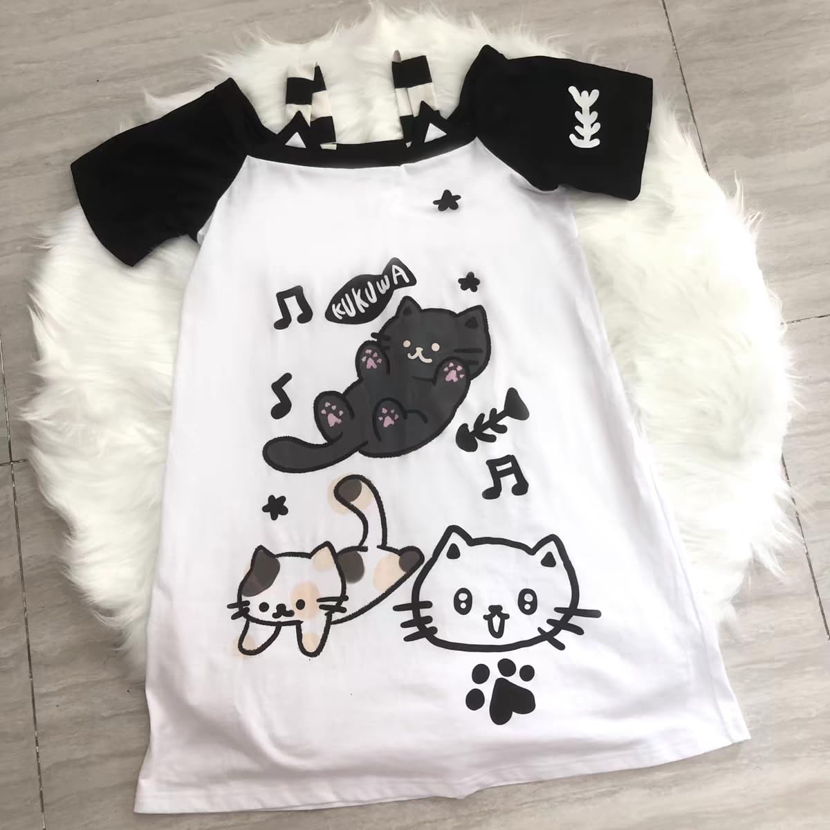 Y2k Kawaii Shirts for Women Cartoon Graphic Tees Off Shoulder Cutecore Shirts Harajuku Fashion Gothic Tops: Black Large
