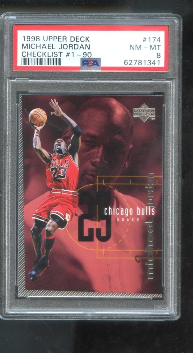 1998-99 Upper Deck 174 Michael Jordan Checklist PSA 8 Graded Basketball Card NBA - Unsigned Basketball Cards