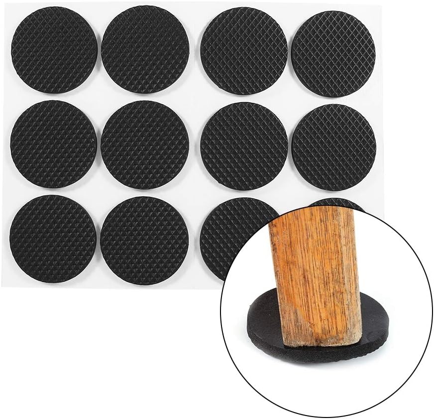 12 Pieces Rubber Feet Pads, Self-Adhesive Non Slip Furniture Pad for Protecting Floorboard and Furniture (Round)