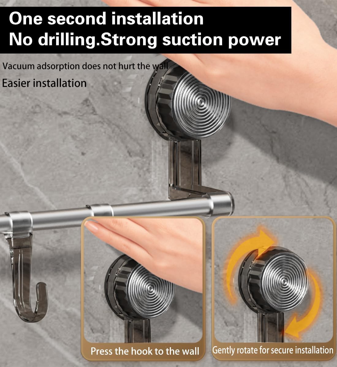 The BTHERG 2pack Bathroom Towel Rack has Suction Cups That are Easy to Install and do not Require Drilling. Suitable for bathrooms, Kitchens, Doors and Smooth Glass Surfaces