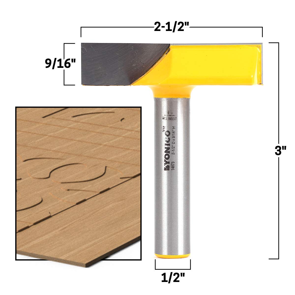 YONICO 14873 2-1/2-Inch Diameter Bottom Cleaning Router Bit 1/2-Inch Shank